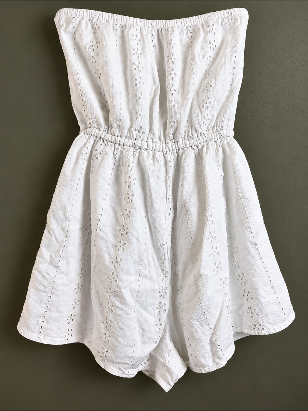 Hollister strapless coquette eyelet embroidered Cottagecore romper